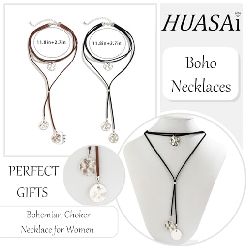 HUASAI Choker Necklace for Women Boho Necklaces Country Concert Outfits for Women Layered Western Choker Necklace Boho Cowgirl Jewelry Accessories Dress - color: V:Boho Necklace