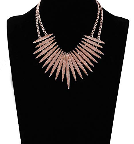 MOLOCH Sparkling Druzy Leaf Choker Necklace Fashion Gold-Tone Collar Necklace Bib Statement Chunky Tribal Necklace Woman Jewelry - color: rose gold