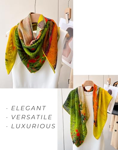 PoeticEHome Cashmere Scarf Wrap 36"x36" - Featherlight & Wrinkle-Free Artistic Square Shawl for Travel & Office, Gift Ready - color: Street in Saintes-maries - 36"