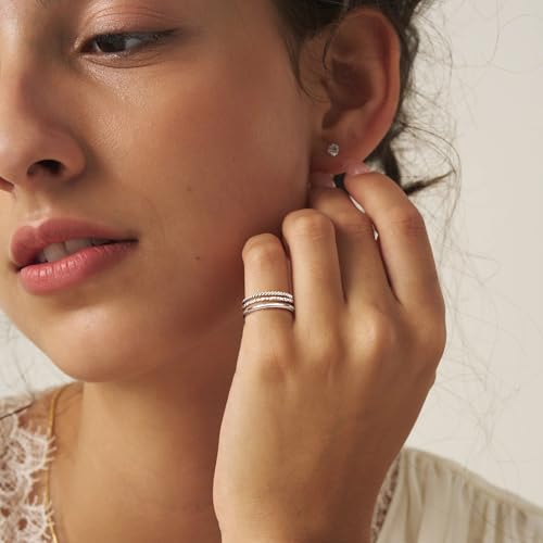 Gokeey Gold Rings for Women Non Tarnish, Dainty 14K Gold Plated Stackable Thin Thumb Ring Set Trendy Pinky Wedding Bands Engagement Rings for Women Size 4 5 6 7 8 9 10 11 - color: Silver, size: 3