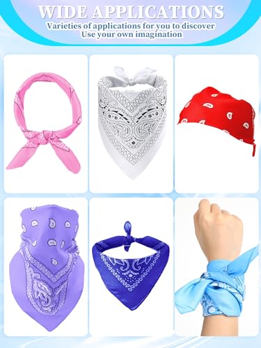 Unittype 48 Pieces Paisley Bandana Novelty Unisex Cowboy Headband Sports Bandannas Scarf Outdoor for Western Party Costume - color: Summer Assorted Color, style: Classic