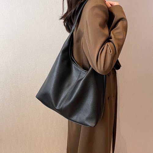 Straw Hobo Bag for Women 2026 Boho Woven Beach Purse Large Summer Straw Tote with Lining Black Raffia Shoulder Bag | straw material - color: Pu-black