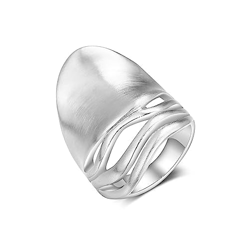 Chunky Rings for Women Gold and Silver Statement Rings Mask Dome Gold Plated Fashion Band Ring Cocktail Costume Jewelry Gift - style: Mask Silver