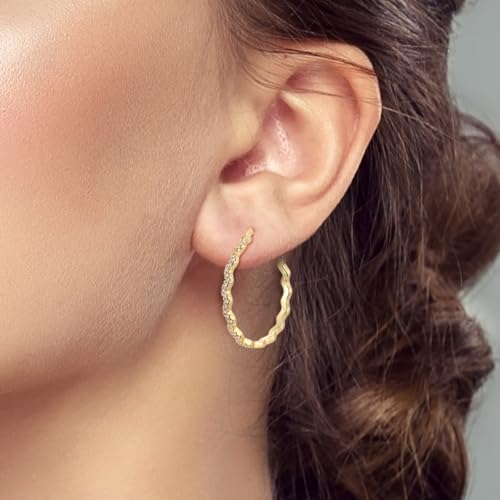 NARMO 925 Sterling Silver Hoop Earrings for Women Hypoallergenic Lightweight Simple Huggie Hoop Earrings Twisted Hoop Earrings Colorful Cubic Zirconia Hoop Earrings Rainbow Hoop Earrings - color: Gold CZ