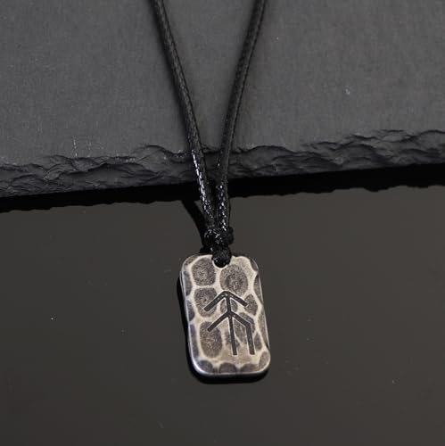 Ankiyabe Stainless Steel Norse Viking Rune Pendant with Adjustable Braided Rope Good Luck/Love/Strenght/Health Viking Symbol Necklace for Men Women - color: HOPE
