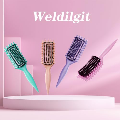 Curly Hair Brush, Curl Defining Brush with Soft Boar Bristles Detangling Tangled Glides, Wide-Teeth Design Effortlessly Shaping & Defining Curls, Curling Definer for Wet & Dry Hair (Pink) - color: Pink