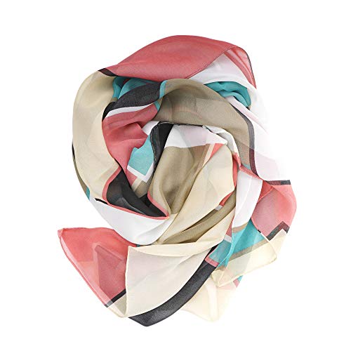 YOUR SMILE Ladies/Women's Lightweight Floral Print/Solid Color mixture Shawl Scarf For Spring Summer season - color: Check/Pink Teal