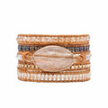 YGLINE Natural Stone Beaded Healing Wax String 5 Wraps Bracelets - color: golden