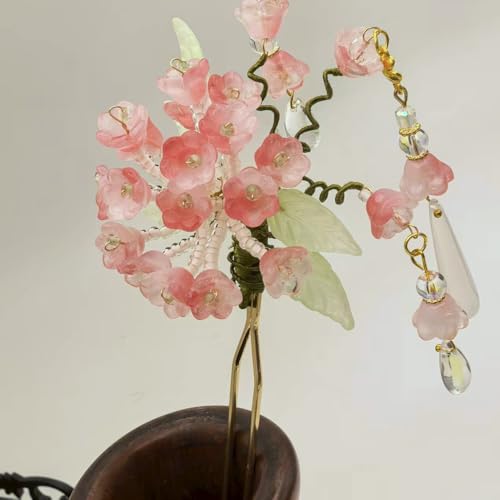 Hydrangea Cluster Resin Hairpin - Multi-Flower Vintage Chinese Hanfu Hair Stick for Women, Elegant Blue Purple Floral Hair Accessory for Weddings & Special Events(Pink Hydrangea) - color: Pink Hydrangea