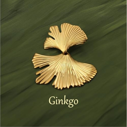 JUN MEIR'S 18K Gold Plated Drop Dangle Earrings for Women, Birthday Anniversary Jewelry Gifts for Wife, Mom, Best Friend - style: Ginkgo
