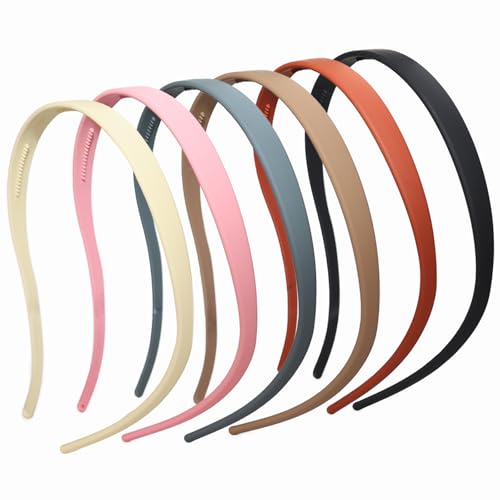 6 Pack Headbands Designed for Eyewear,Flex No Pressure Hairbands for Women Matte Finish Comfortable Plastic Headbands with Teeth - color: Matte Finish-6 Colors
