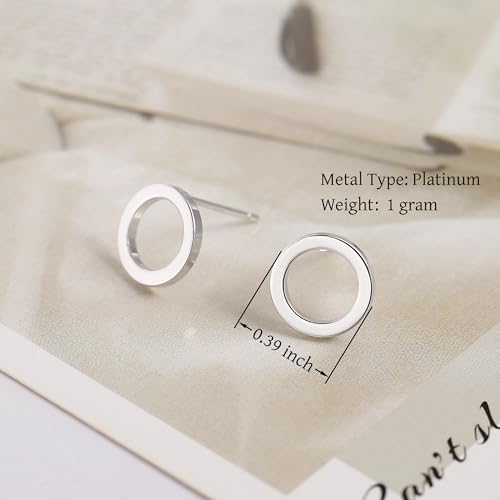 18K Gold Love Knot Stud Earrings for Women Statement Button Pearl Stud Earrings Minimalist Cute Small Post Earring - color: 7.Silver Circle