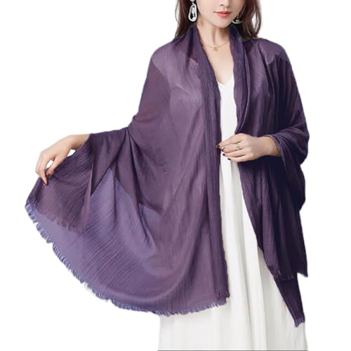 Harewom Lightweight Gauze Linen Feeling Shawl Wraps for Women Beach Summer Scarf for Evening Wedding Dresses - color: Shawl Wraps - Purple