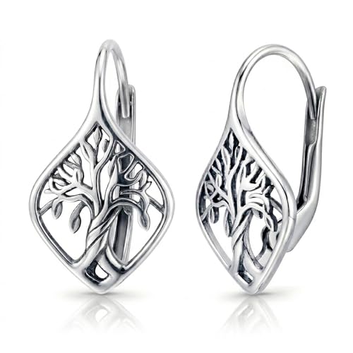 LeCalla 925 Sterling Silver Filigree Dangle Drop Leverback Earrings for Women | Long 925 Silver Dangle Leverback Earrings Hypoallergenic Filigree Tear drop Earrings Jewelry - style: Filigree Tree of Life Drop-20mm