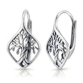 LeCalla 925 Sterling Silver Filigree Dangle Drop Leverback Earrings for Women | Long 925 Silver Dangle Leverback Earrings Hypoallergenic Filigree Tear drop Earrings Jewelry - style: Filigree Tree of Life Drop-20mm