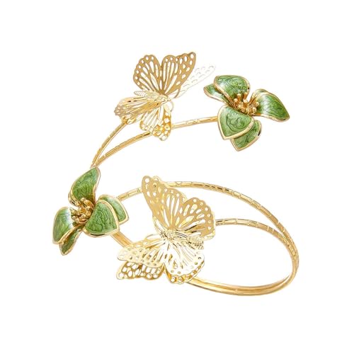 Fuqimanman2020 Colorful Butterfly Flower Arm Cuff Bracelet Adjustable Summer Beach Armband for Women - color: D