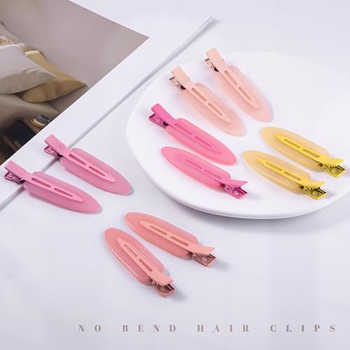 10 Pcs Creaseless No Crease No Bend Flat Hair Clips For Styling Non Slip Makeup Clips For Women Salon Hairstyle,Jelly Orange Pink Rose Red - color: Jelly Orange Pink Rose Red