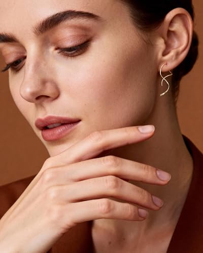 Handmade Spiral Threader Earrings Sterling Silver Hypoallergenic Twisted Pull Through Drop Dangle Earrings for Women - Silver & Gold - color: Gold