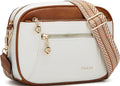 Crossbody Purse for Women Small Crossbody Bags Trendy Vegan Leather with Adjustable Shoulder Straps Gift for Mother Wife Mom - color: Beige With Brown Minimalism