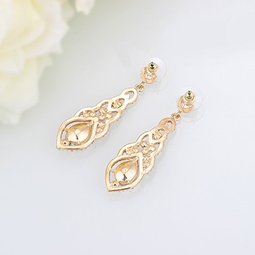Women's Alloy Teardrop Crystal Chandelier Dangle Earrings - color: C-champagne