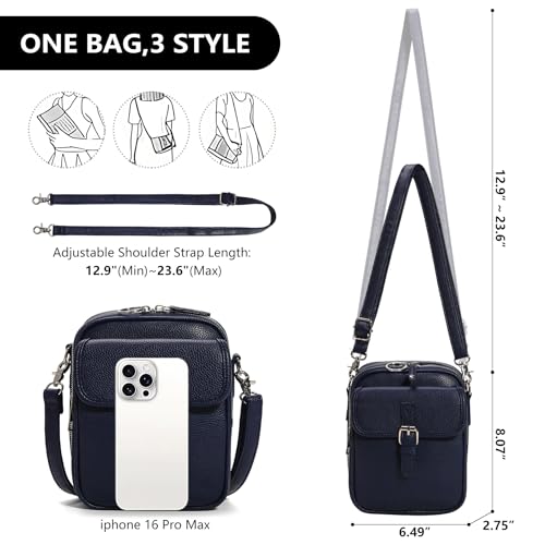 Small Crossbody Bags for Women Vegan Leather Messenger Purses, Vintage Wallet Anti Theft Shoulder Handbags with Card Slots - color: Dark Blue