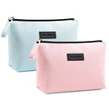 MAANGE Cosmetic Bags for Women Small Makeup Bag for Purse Pu Leather Makeup Pouch Travel Makeup Bag with Zipper Make Up Bag for Travelling - color: Blue + Pink
