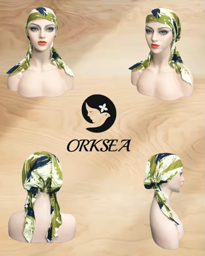 Chemo Headwear for Women Pre-Tied Head Scarf Headwraps Soft Turbans Cancer Hats Chemo Beanie Coverings Scarves - color: Green Flower