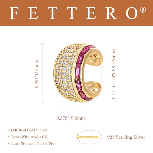 FETTERO Ear Cuff Earrings for Women Non Piercing 14K Gold Plated Ear Cuffs for Non Pierced Ears Clip on Cartilage Earring Ligthweight Fake Earrings | Single - style: Wide