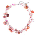 Noessla Layered Beaded Chunky Necklace for Women Boho Two-color Shell Statement Necklace Fashion Collar Costume Jewelry Gifts for Mum - color: 14-Pink