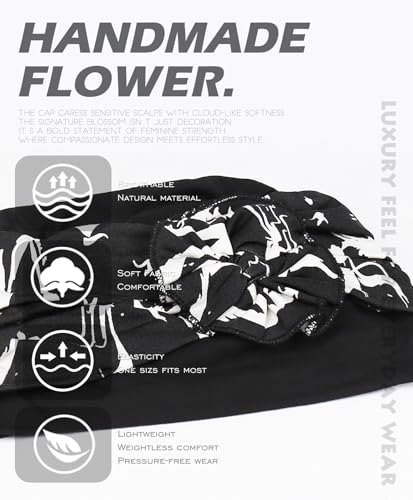 Chemo Headwear for Women Cancer Patients Lightweight Head Coverings for Hair Loss Seasonal - color: Black White