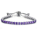 CiNily Adjustable Tennis Bracelets for Women Teen Girls Rainbow Cubic Zirconia Bracelet 14K White Gold Plated Hypoallergenic Slider Bracelet Jewelry Gift - color: Adjustable bracelet-purple