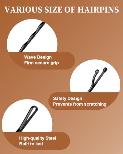 MAORULU Hair Bobby Pins with Cute Case, 250 CT Bob Pins for Buns, Premium Hair Pins for Kids, Girls and Women, Great for All Hair Types (Variety Pack Black) - color: Variety Pack Black