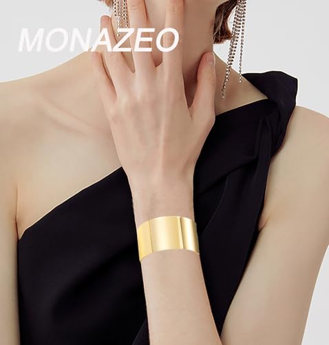 2Pcs Cuff Bangle Bracelet for Women Open Wide Wire Bracelets Gold Wrist Cuff Wrap Bracelet Adjustable - color: Gold2