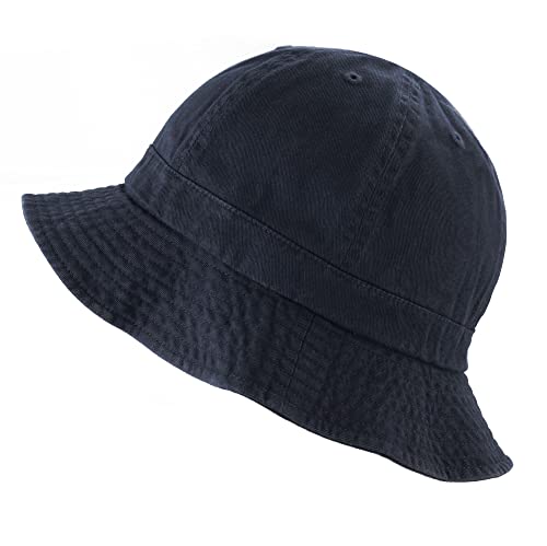Women's Cotton Bucket Hat, Lightweight Packable Summer Sun Hat with Round Top Design for Beach Travel - color: 1. Tennis - Navy, size: Small-Medium