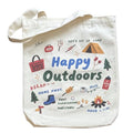 Canvas Tote Bag with Zipper for Women, Aesthetic Tote Bag with Pocket for Vacation, Shopping, Travel, Beach - style: Happy Outdoors