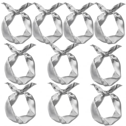 10 Pcs Long Thin Small Skinny Scarf Satin Neck Tie Ribbon Choker for Women Girls - color: Grey