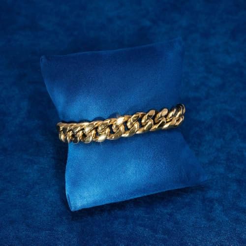 CG&KYGG 12MM 14K Gold Plated Cuban Link Bracelet for Men, Chunky 316L Stainless Steel Chain Necklace for Women, Gift for Birthday & Holiday(Delicate Package, Double Safety Clasp with 14K Stamp) - style: 12mm 14k gold bracelet
