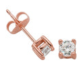 Amazon Essentials Plated Sterling Silver Cubic Zirconia Stud Earrings (Round & Princess) - color: White/Rose Gold, size: 4 mm, style: Round Cut