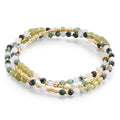 Beaded Bracelets for Women Small Blue Glass Beaded Stretchy Seed Bracelets Stackable Natural Gemstone Crystal 14K Gold Plated Beads Summer Boho Jewelry Gift - color: African turquoise