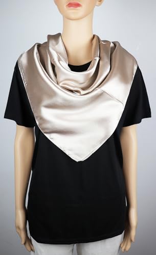 vabovin Satin Head Scarf for Women Solid Color, 35×35 in | Silk Feel Neckerchief, Hair Scarf, Fashion Bandana, Headscarf, Headband, Hair Wrap Sleeping, Daily Fashion Styling - color: 240 Beige