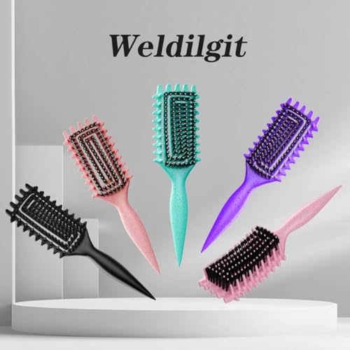 Curly Hair Brush, Curl Defining Brush with Soft Boar Bristles Detangling Tangled Glides, Wide-Teeth Design Effortlessly Shaping & Defining Curls (Matte Black) - color: Matte Black