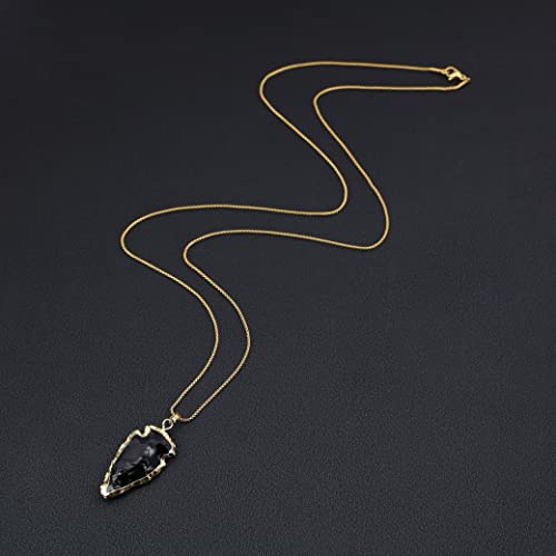 COAI Arrowhead Pendant Black Obsidian Raw Crystal Necklace for Men Women 20-32" - style: Smaller Arrowhead Pendant