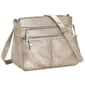 ELDA Crossbody Bags For Women Pocketbooks Soft PU Leather Purses and Handbags Multi Pocket Shoulder Bag - color: X-antique Silver