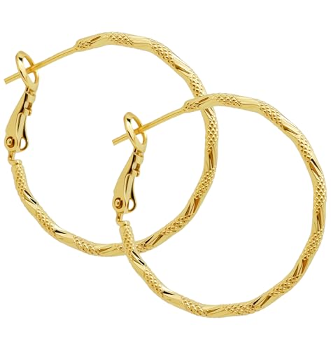 ToHeart Gold Hoop Earrings for Women Twist Hoop Earrings Gold Plated - style: Hoop Earrings D