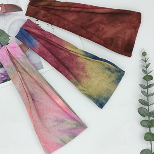YONUF Headbands For Women Workout Wide Headband Yoga Head Bands For Women's Hair Accessories Fashion Band Tie Dye 6 Pack - color: Tie dye 2