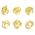 Yuoos 6PCS Gold Seashell Rings for Women Beach Surfer Swirl Conch Starfish Chunky Rings 18k Gold Dainty Seashell Heart Bow Stacking Rings Summer Jewelry for Women