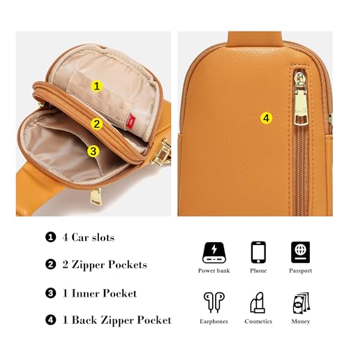 INICAT Women's Small Sling Bag, Lightweight Everyday Vegan Leather Crossbody Purse for Daily Essentials and Travel Light - color: Mustard Yellow, size: Small