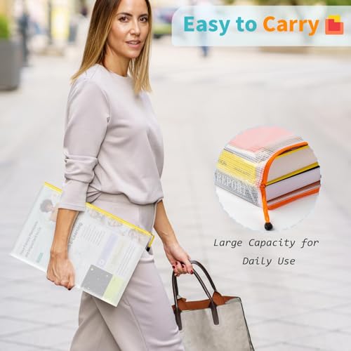 Umriox A4-48P 48pcs Mesh Zipper Pouch Bags, 16 Color, Clear Zipper Pouches for Organizing, Office, Home, Travel - style: A4-48P