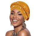African Women Turban Caps Pre-Tied Twisted Turbans Head Scarf for Women Hair Wraps Cover Beanie Cancer Chemo Headwear - color: 1 Pack Twisted Braid: Pearls Ginger