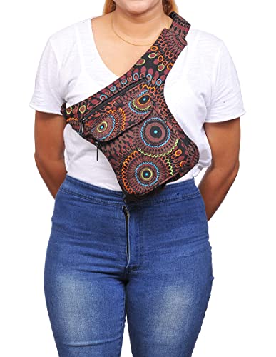 The Collection Royal Handmade Festival Waistpack Boho Hippie Waist Bag Hip Bum Running Belt Fanny Pack Travel Utility Belt (Blk+Brwn) - color: Blk+Brwn